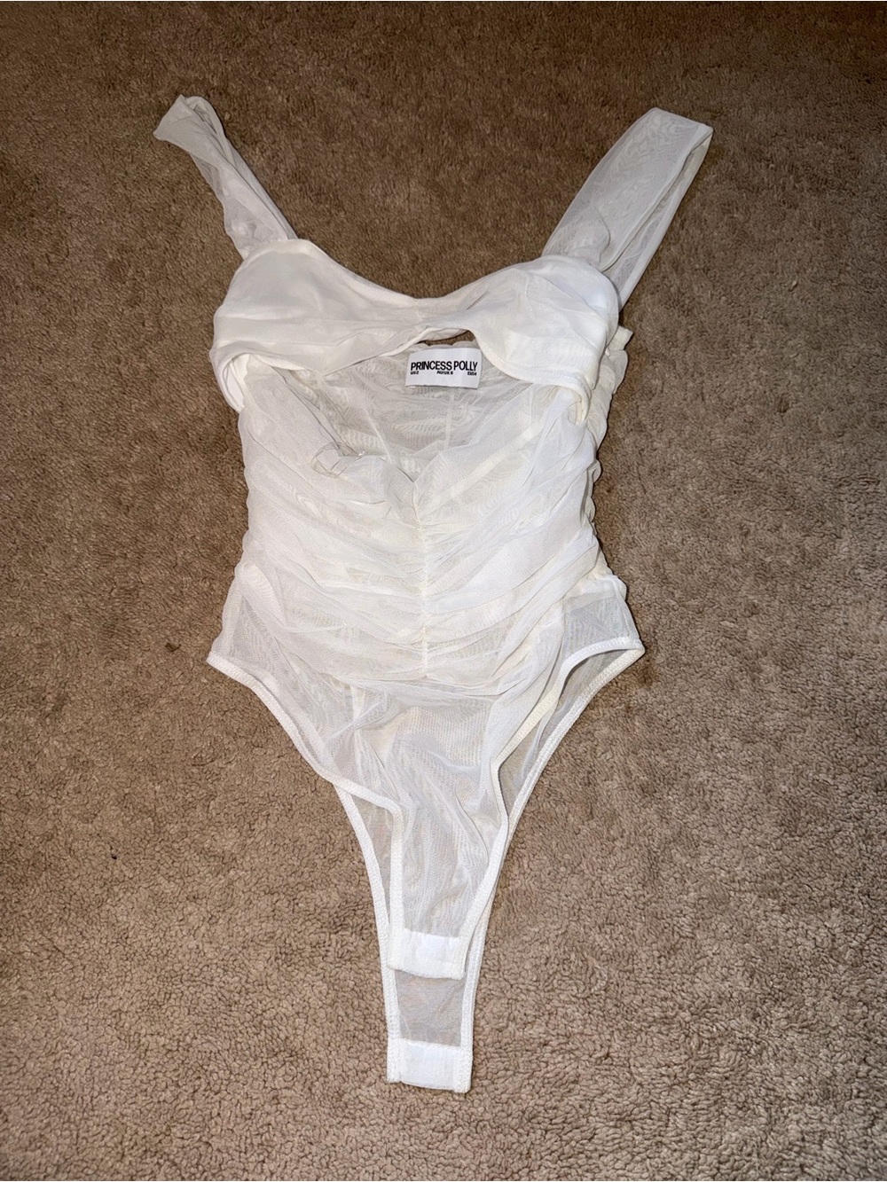 Princess Polly shear see through bodysuit, cut out in stomach size 4
